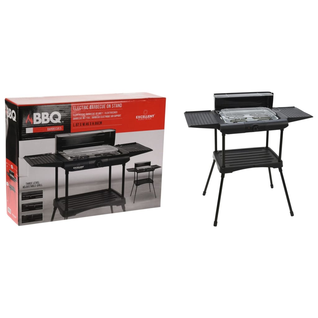 ProGarden Barbacoa eléctrica con soporte negro 2000 W