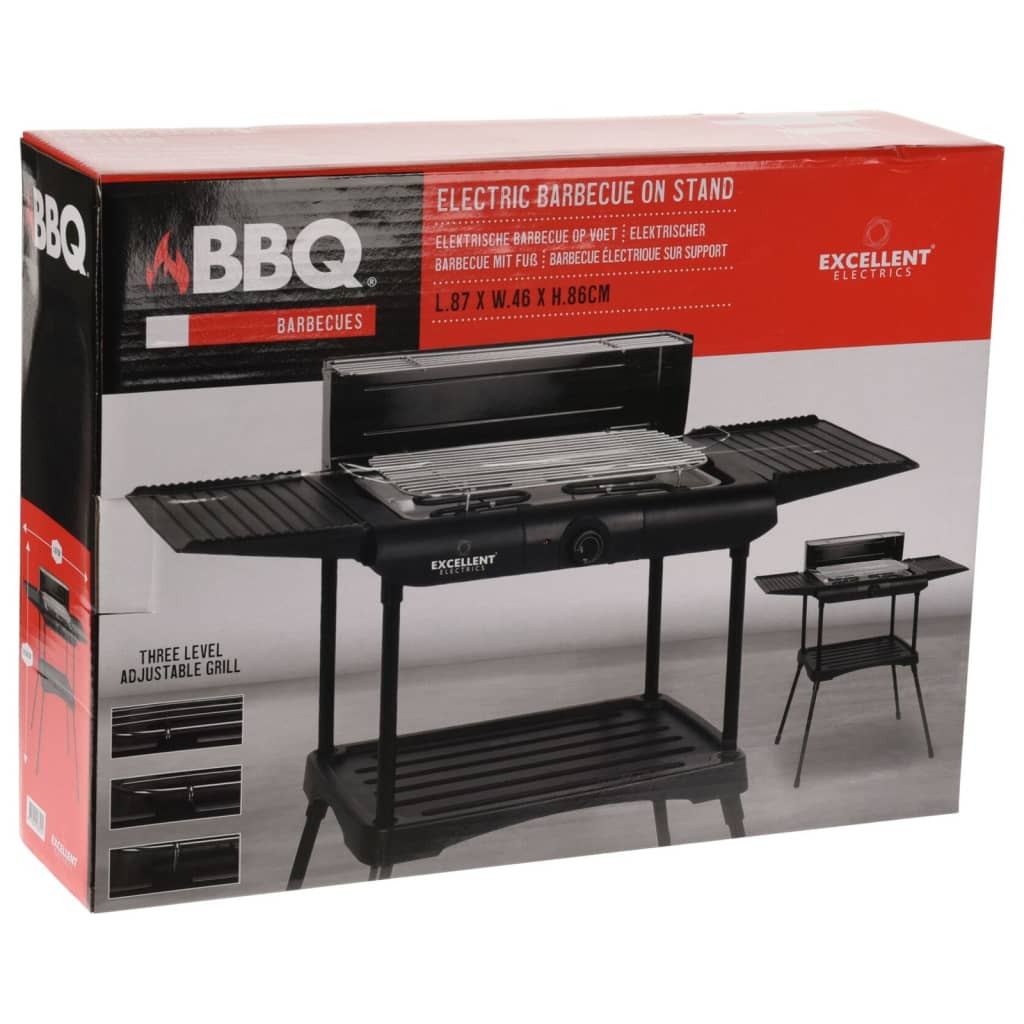 ProGarden Barbacoa eléctrica con soporte negro 2000 W