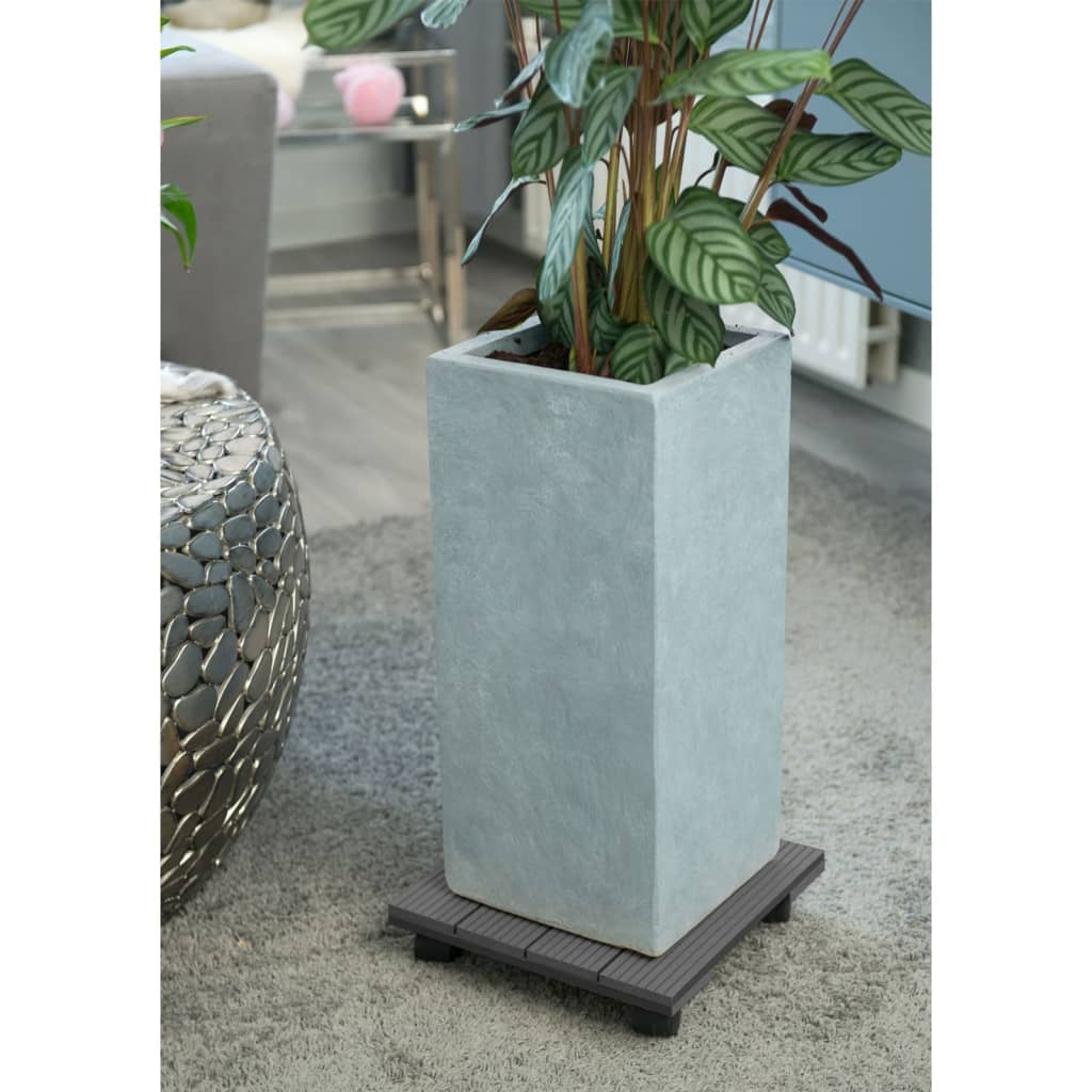 Nature Soporte con ruedas para plantas cuadrado WPC gris 30x30 cm