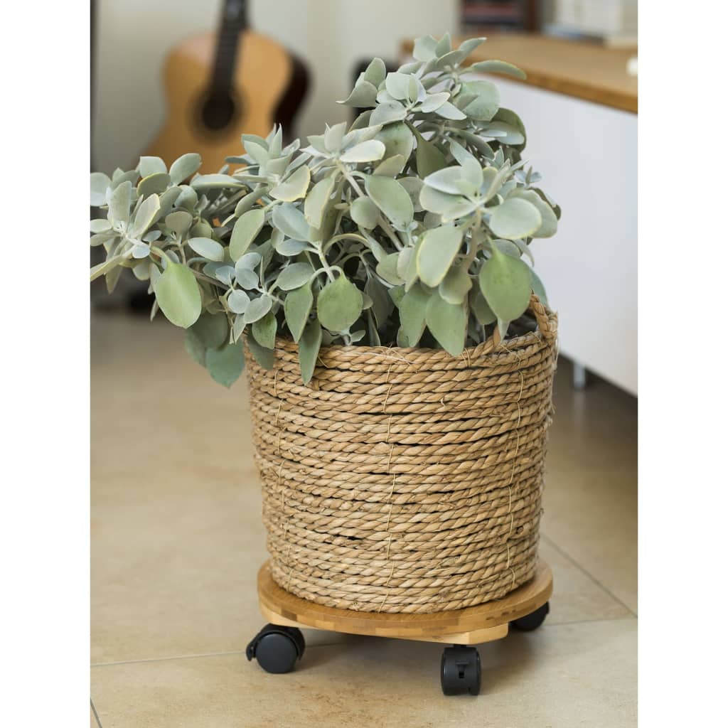 Nature Soporte con ruedas para plantas redondo BPC marrón Ø30 cm