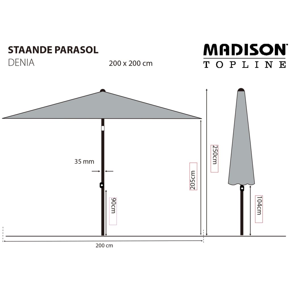 Madison Sombrilla de jardín Denia verde 200x200 cm