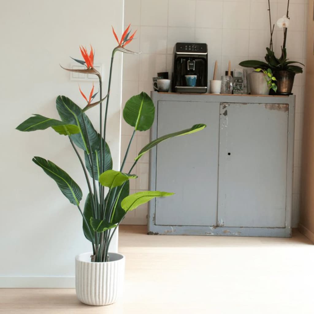 Emerald Planta artificial Strelitzia con maceta y flores 120 cm