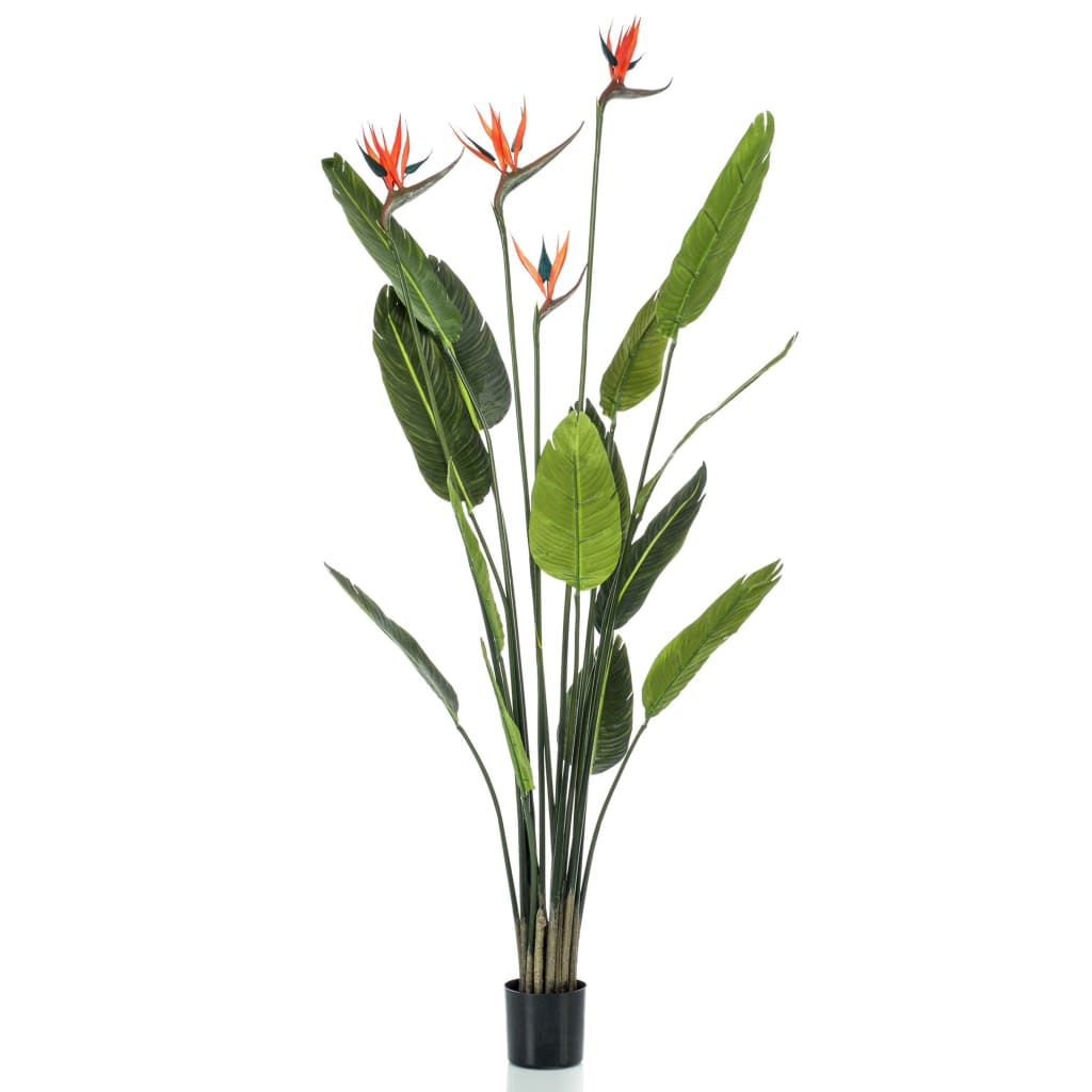 Emerald Árbol artificial Strelitzia con 4 flores en maceta 150 cm