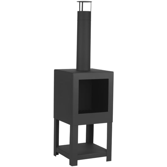 Esschert Design Chimenea exterior con sitio para leña negro FF410