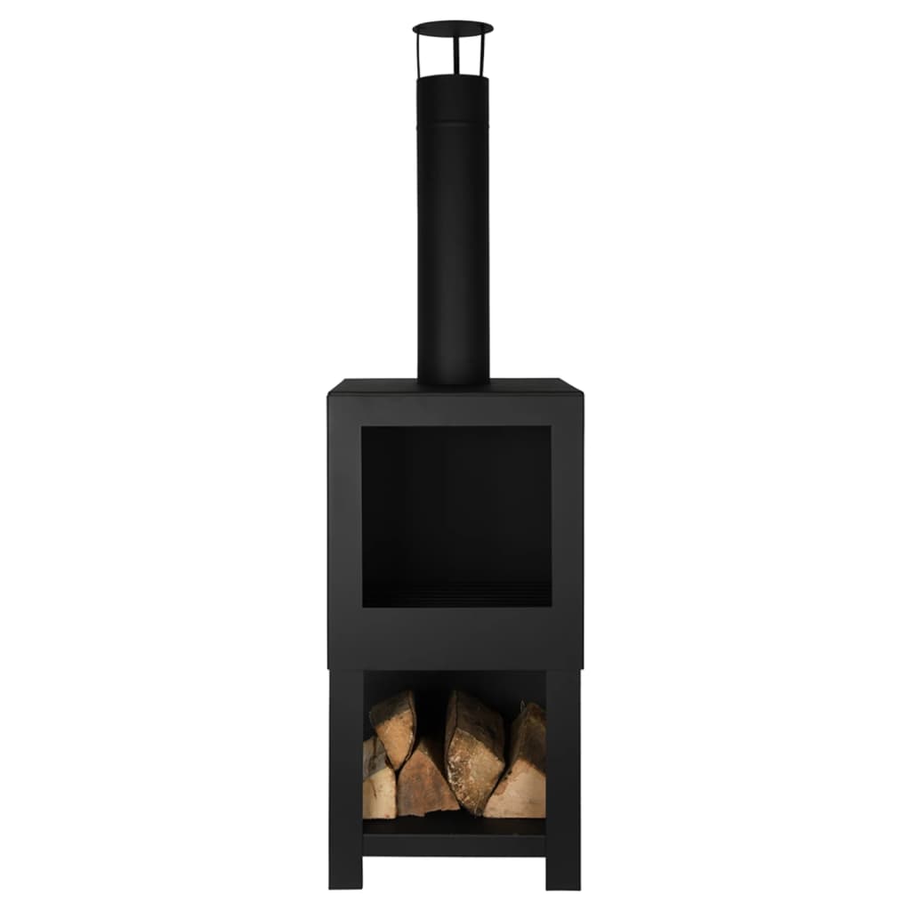 Esschert Design Chimenea exterior con sitio para leña negro FF410