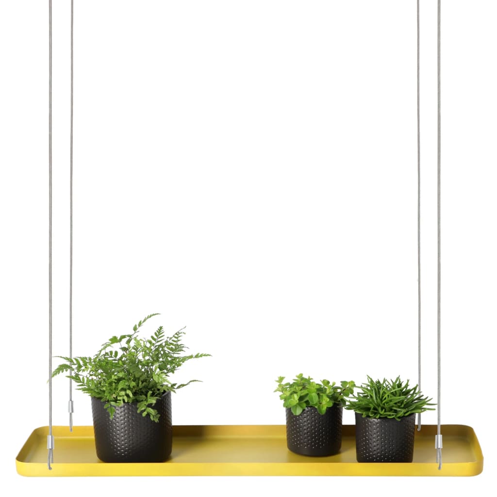 Esschert Design Bandeja colgante para plantas rectangular dorada L