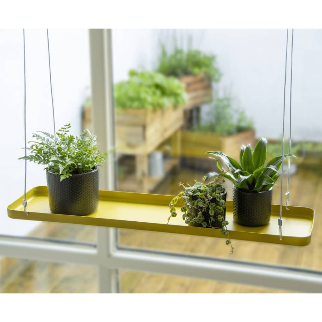 Esschert Design Bandeja colgante para plantas rectangular dorada L