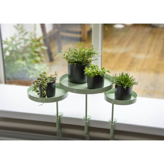 Esschert Design Bandeja para plantas con abrazadera redonda verde M