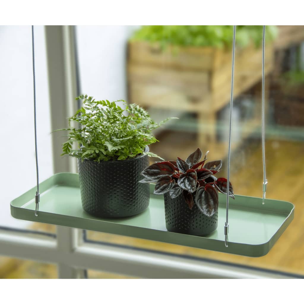 Esschert Design Bandeja colgante para plantas rectangular verde S