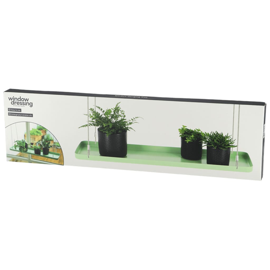 Esschert Design Bandeja colgante para plantas rectangular verde L