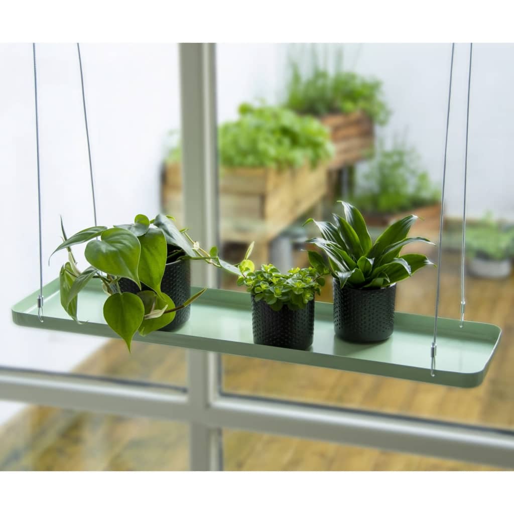 Esschert Design Bandeja colgante para plantas rectangular verde L