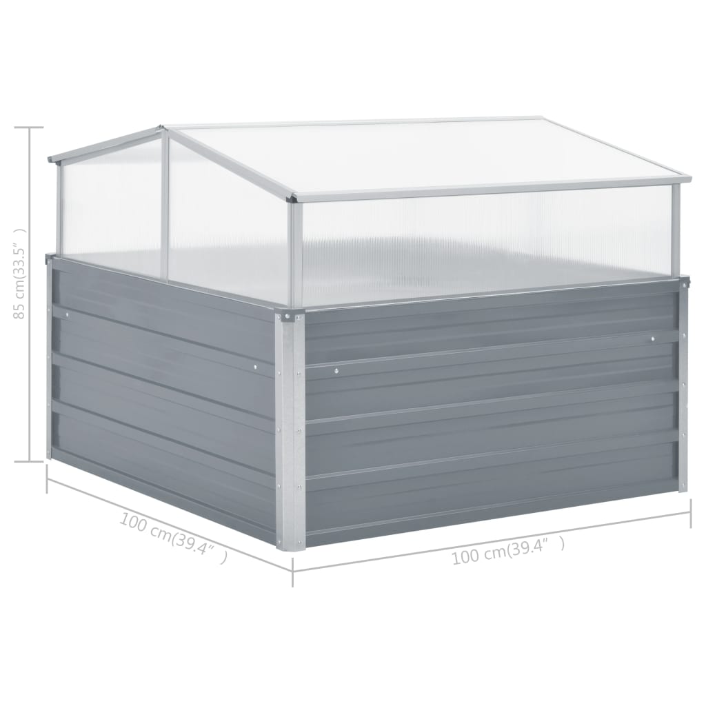 vidaXL Invernadero 100x100x85 cm acero galvanizado gris