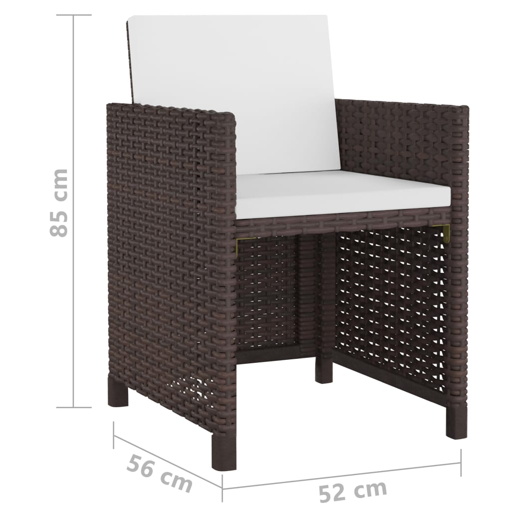 vidaXL Set comedor de jardín 13 pzas y cojines ratán sintético marrón