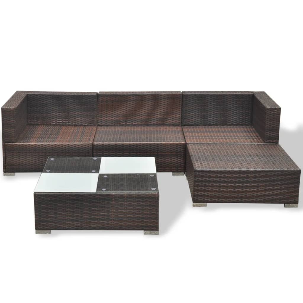 vidaXL Set muebles de jardín 5 piezas y cojines ratán sintético marrón