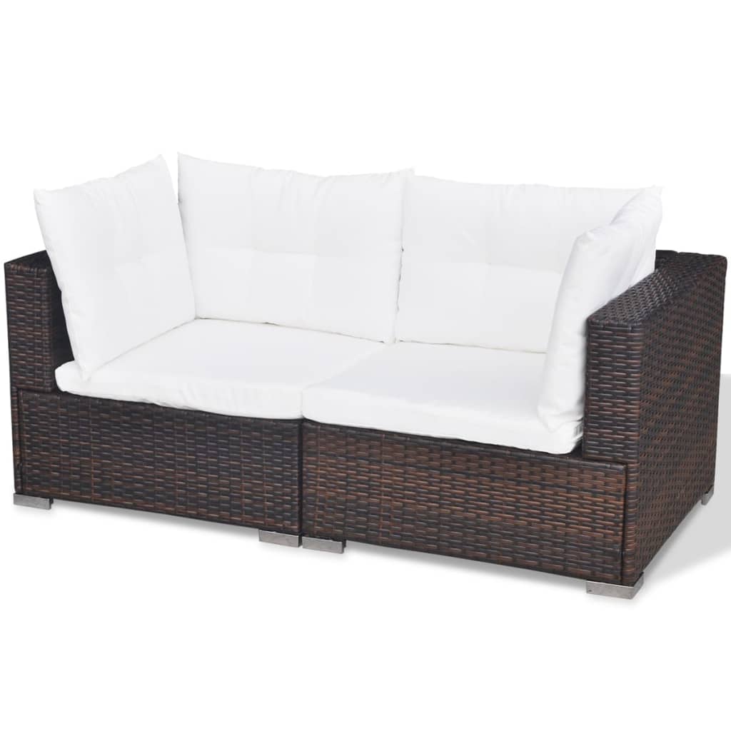 vidaXL Set muebles de jardín 5 piezas y cojines ratán sintético marrón