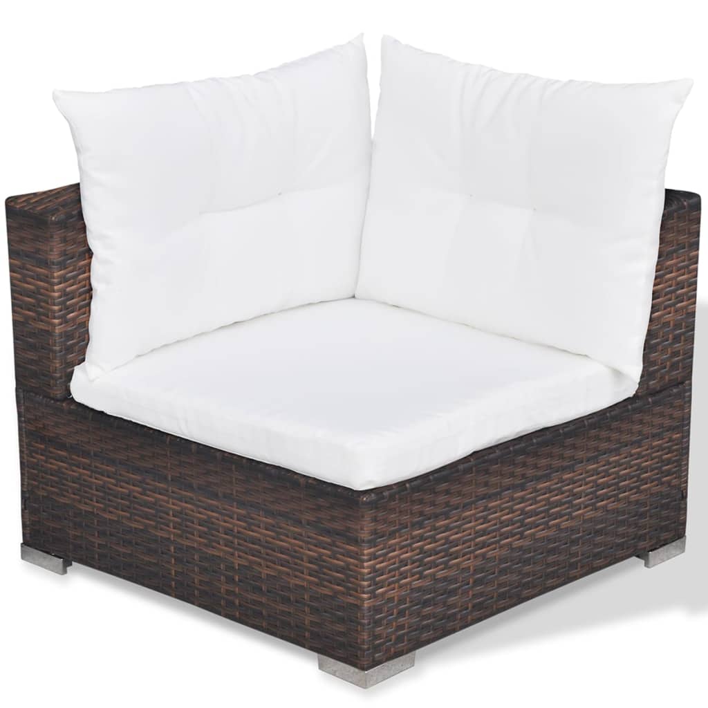 vidaXL Set muebles de jardín 5 piezas y cojines ratán sintético marrón