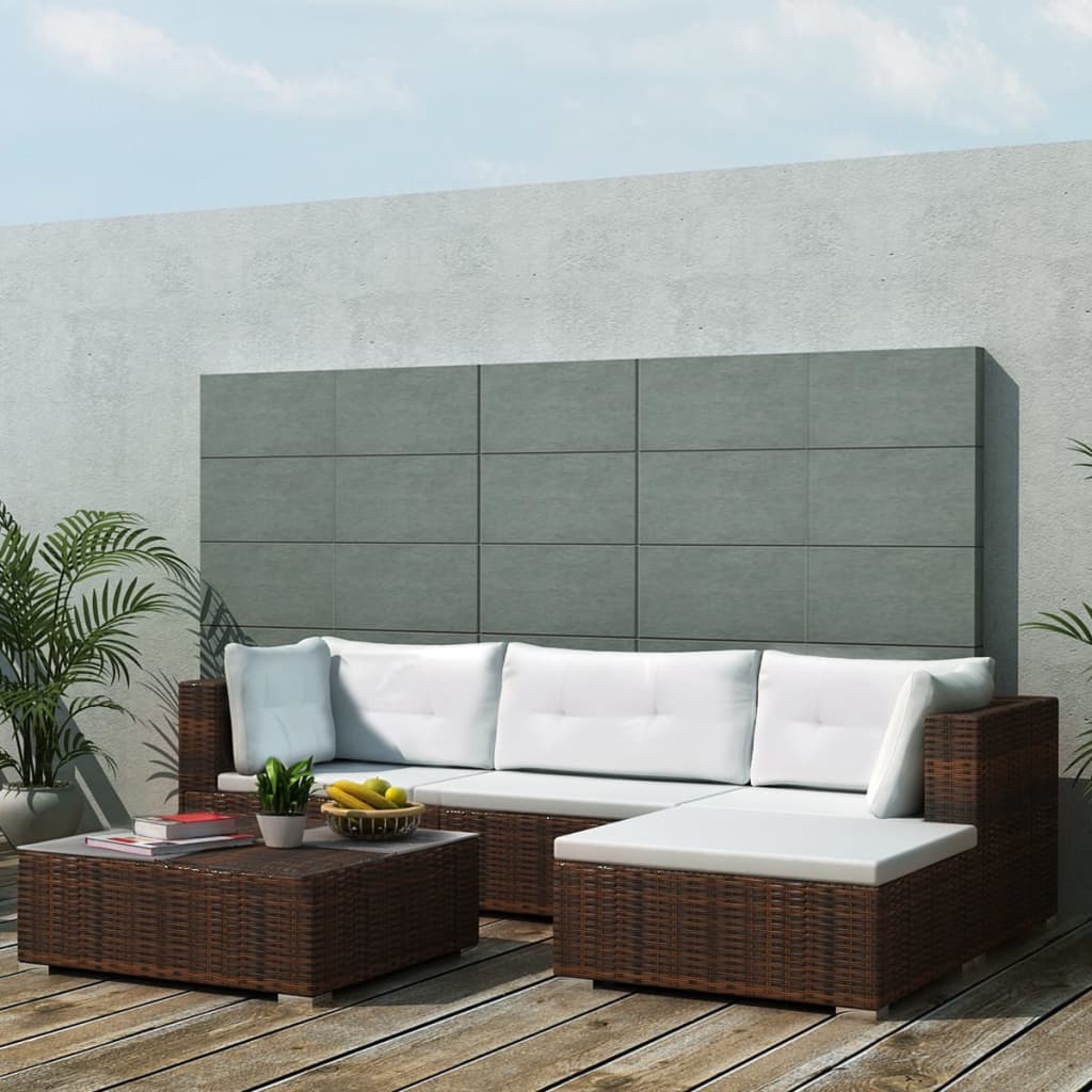 vidaXL Set muebles de jardín 5 piezas y cojines ratán sintético marrón