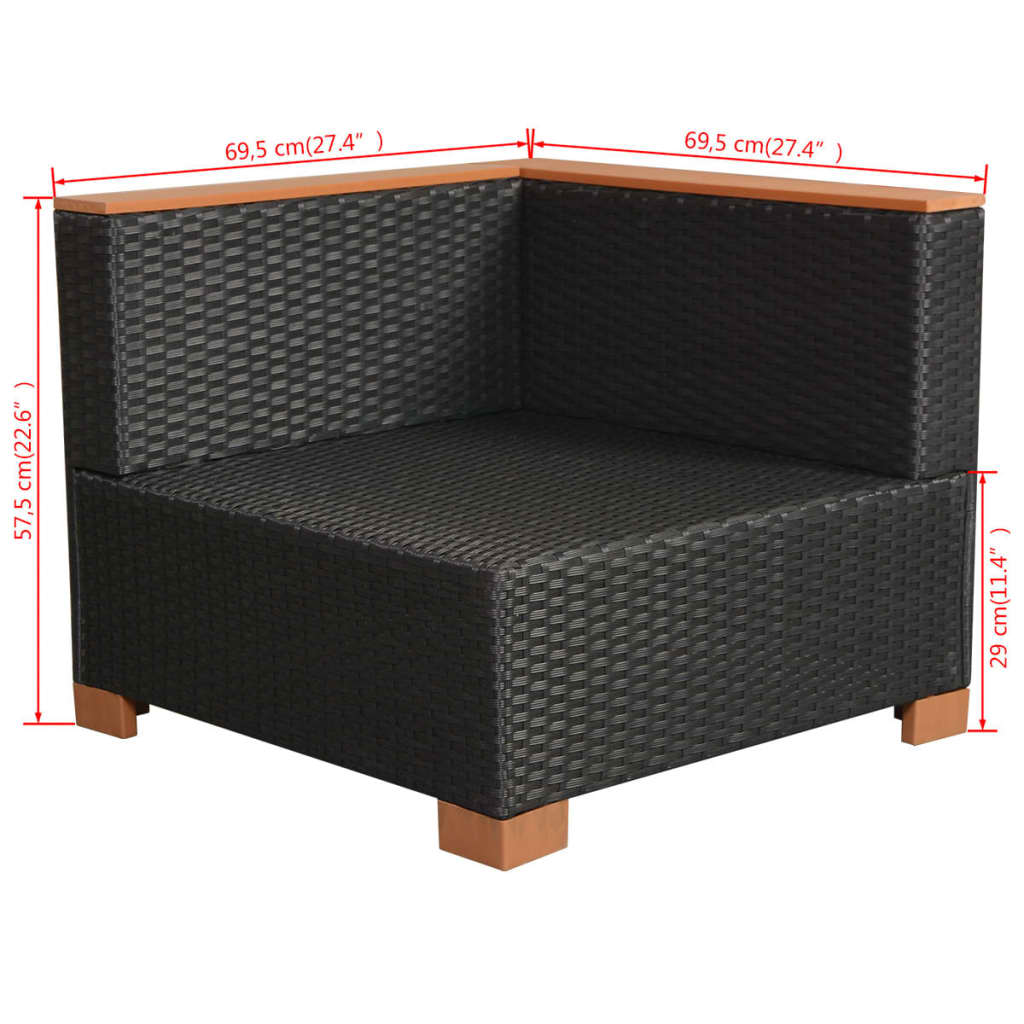 vidaXL Set muebles de jardín 10 piezas y cojines ratán sintético negro