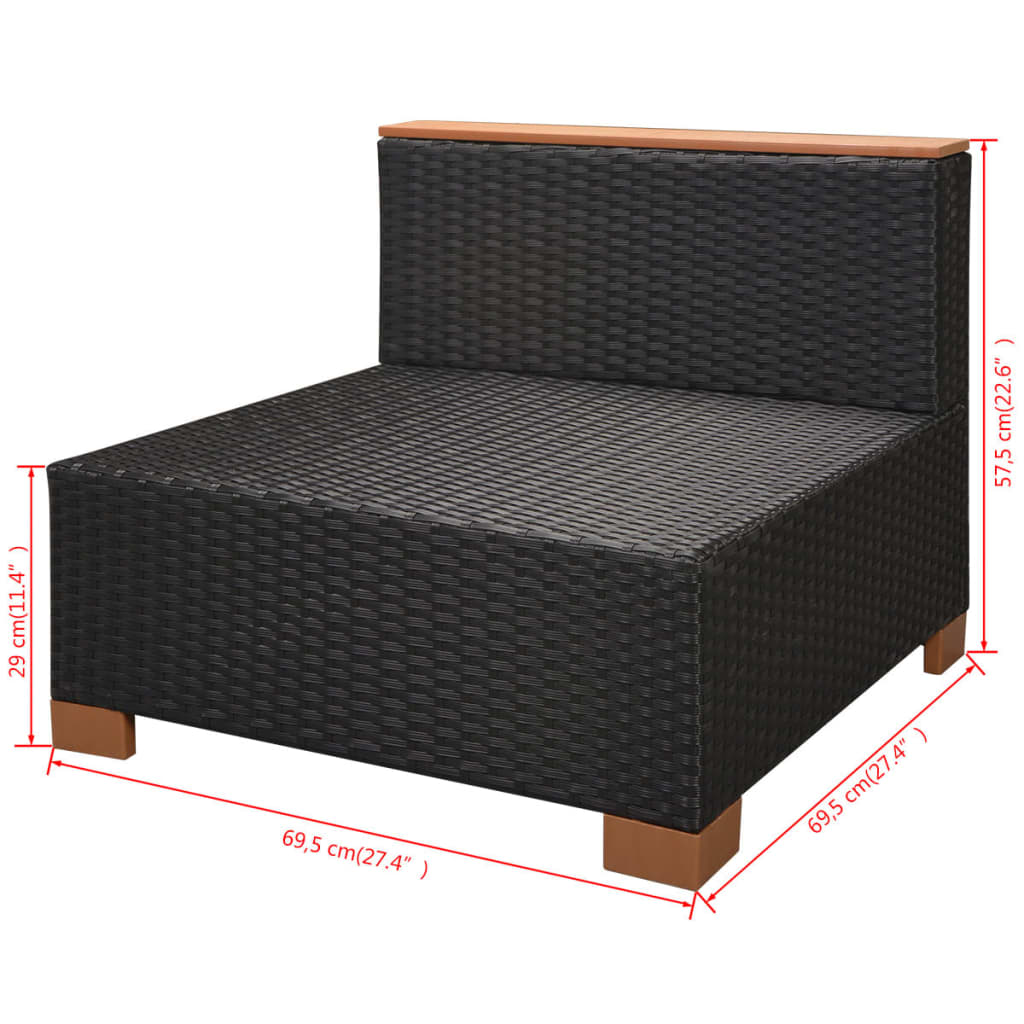 vidaXL Set muebles de jardín 10 piezas y cojines ratán sintético negro