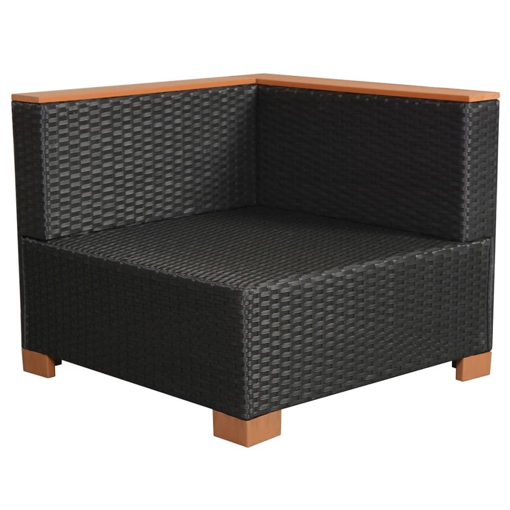 vidaXL Set muebles de jardín 8 piezas y cojines ratán sintético negro