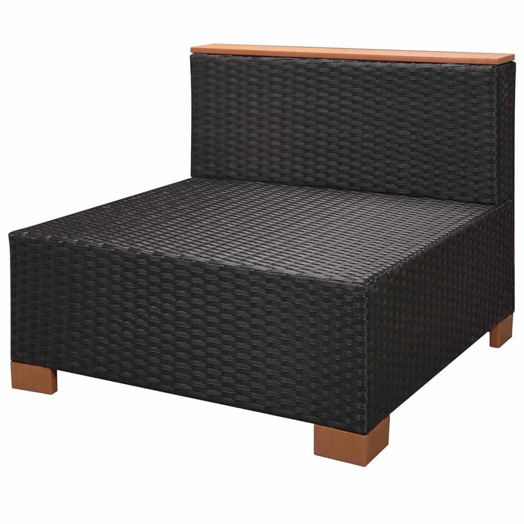 vidaXL Set muebles de jardín 8 piezas y cojines ratán sintético negro