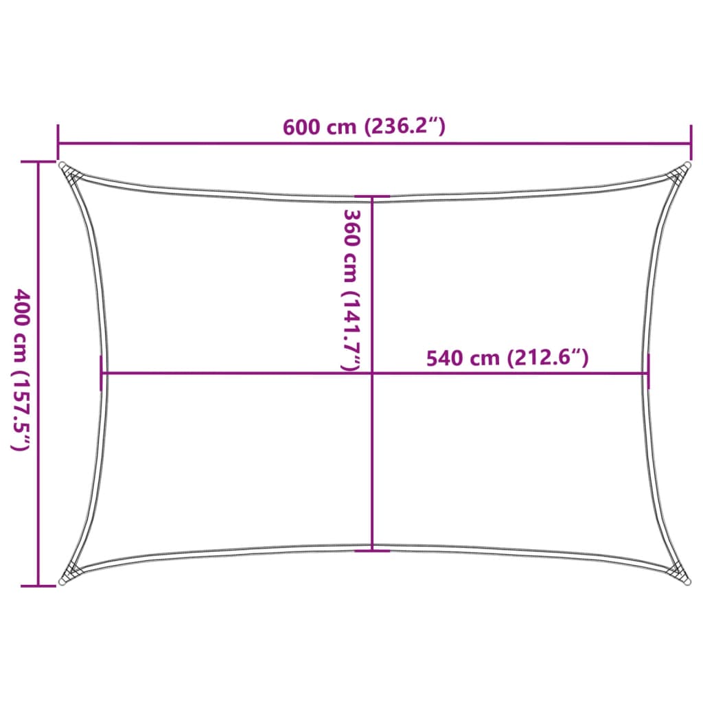 vidaXL Toldo de vela rectangular HDPE 4x6 m blanco