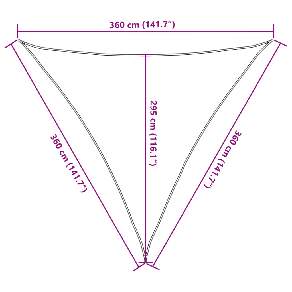 vidaXL Toldo de vela triangular HDPE 3,6x3,6x3,6 m blanco