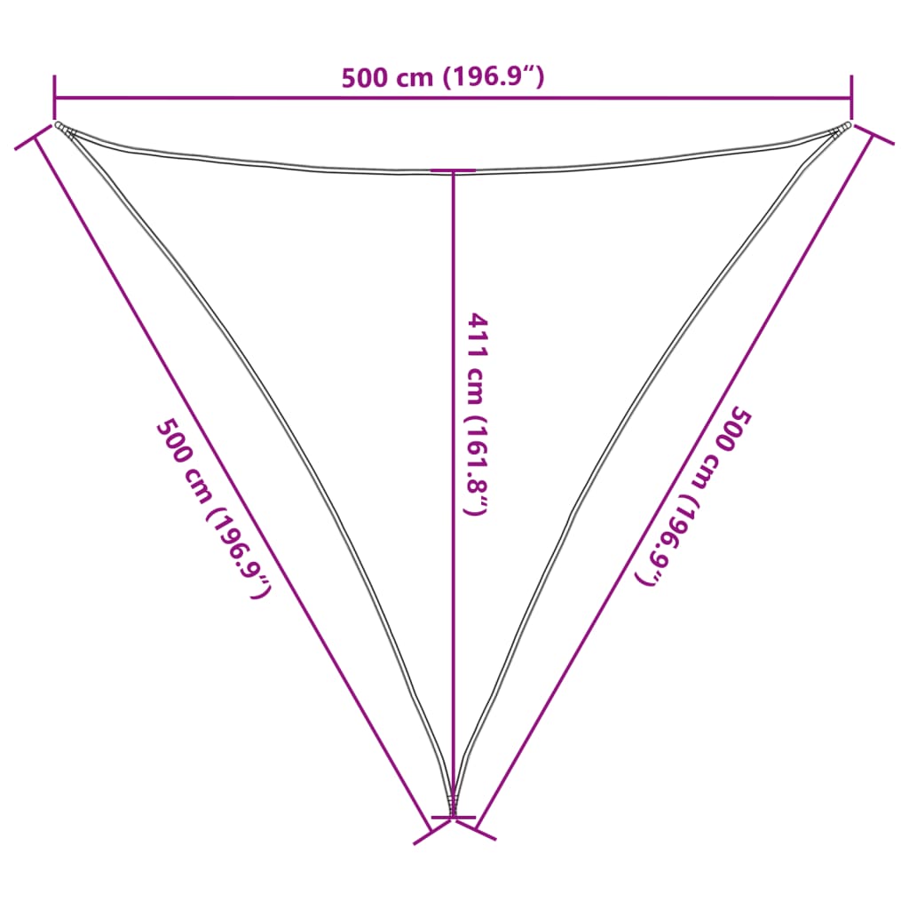 vidaXL Toldo de vela triangular HDPE 5x5x5 m blanco