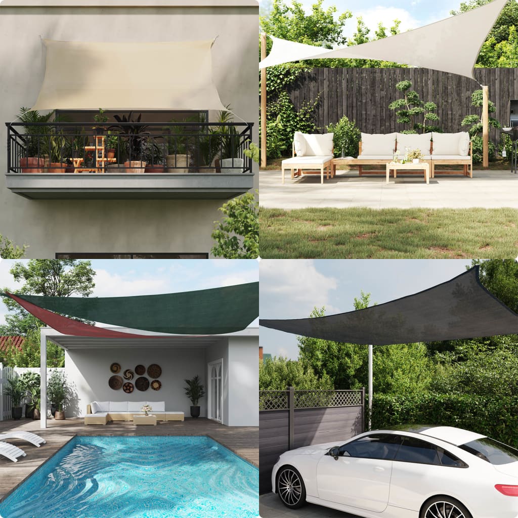 vidaXL Toldo de vela triangular HDPE 5x5x5 m blanco