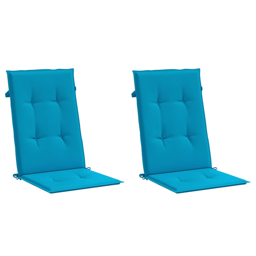 vidaXL Cojín silla de jardín respaldo alto 2 uds tela azul 120x50x3 cm