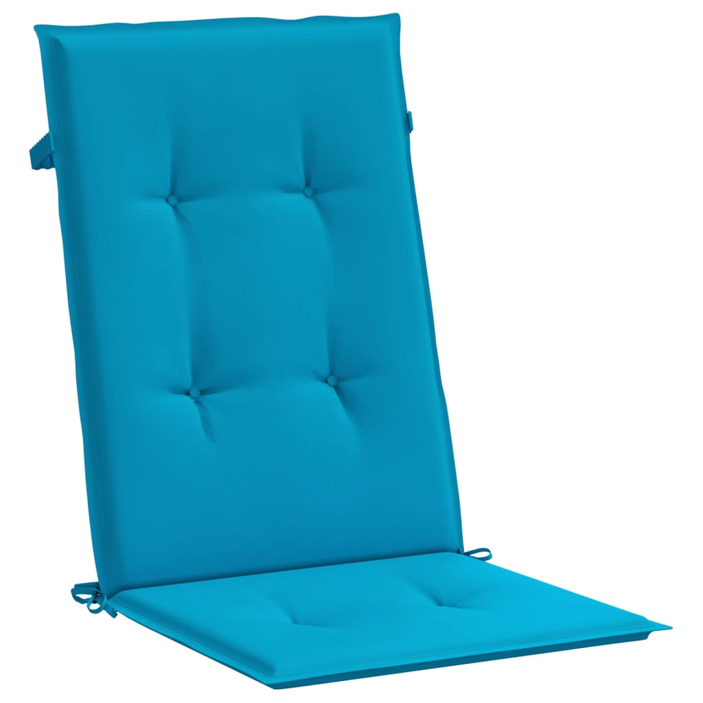 vidaXL Cojín silla de jardín respaldo alto 2 uds tela azul 120x50x3 cm