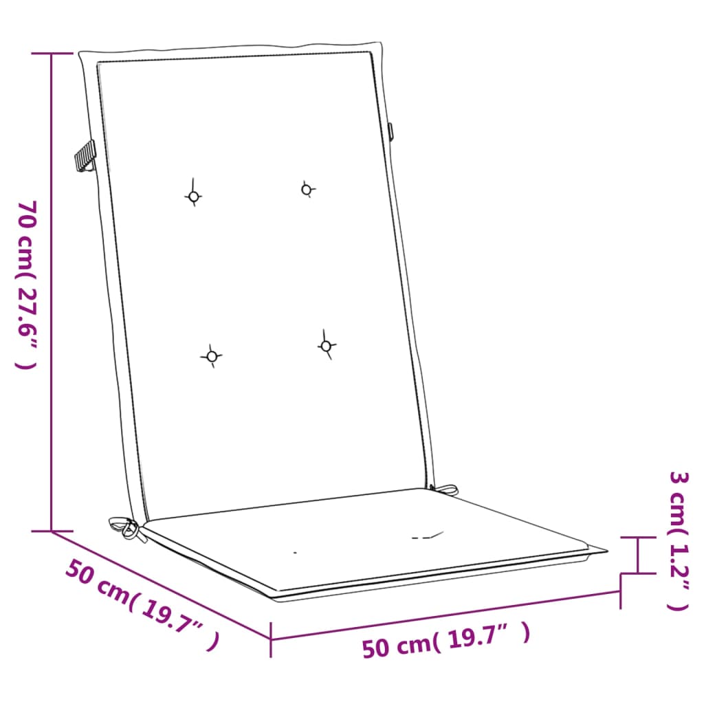 vidaXL Cojín silla de jardín respaldo alto 2 uds tela azul 120x50x3 cm