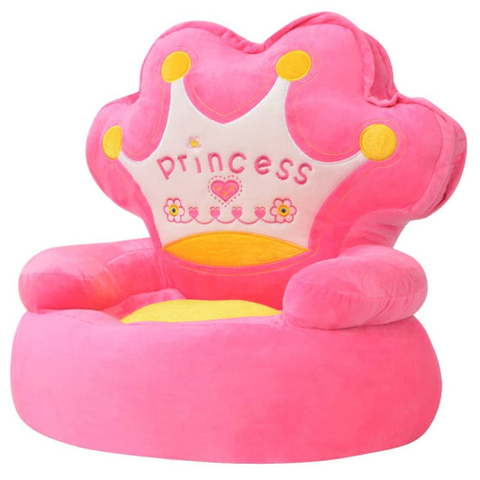 vidaXL Silla de peluche para niños princesa rosa