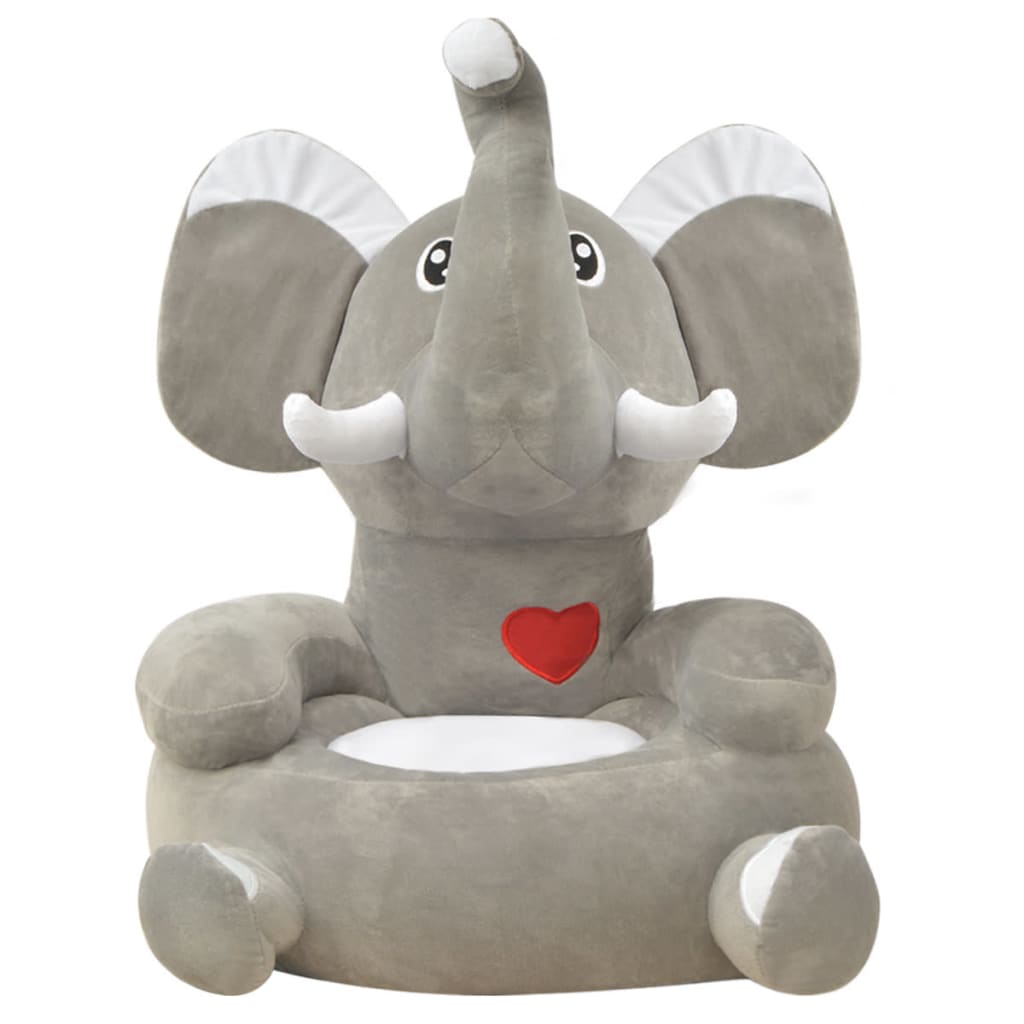 vidaXL Silla de peluche para niños elefante gris