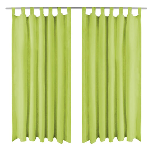 vidaXL Cortinas de micro-raso con bucles 2 unidades 140x175cm verde