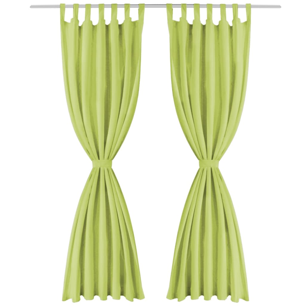 vidaXL Cortinas de micro-raso con bucles 2 unidades 140x175cm verde