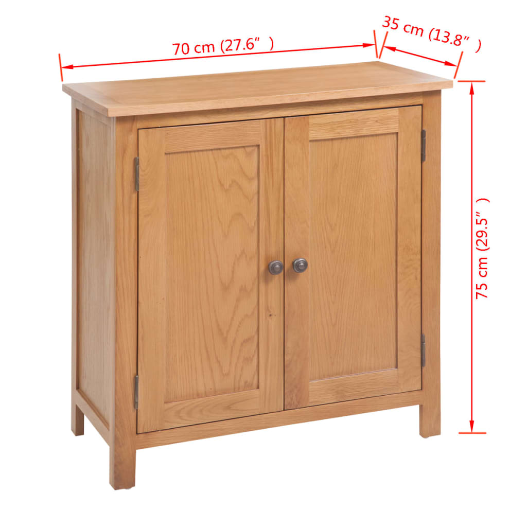 vidaXL Aparador de madera maciza de roble 70x35x75 cm