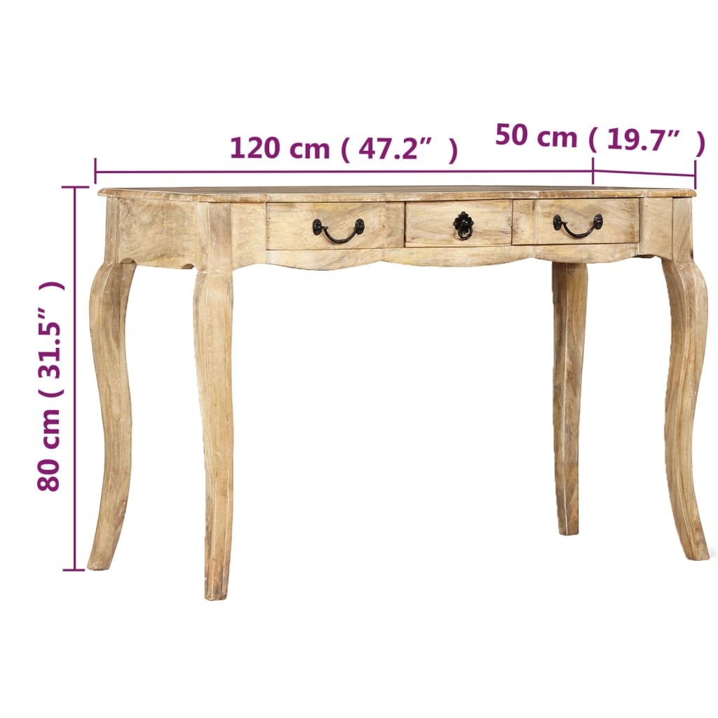 vidaXL Mesa consola de madera maciza de mango 120x50x80 cm