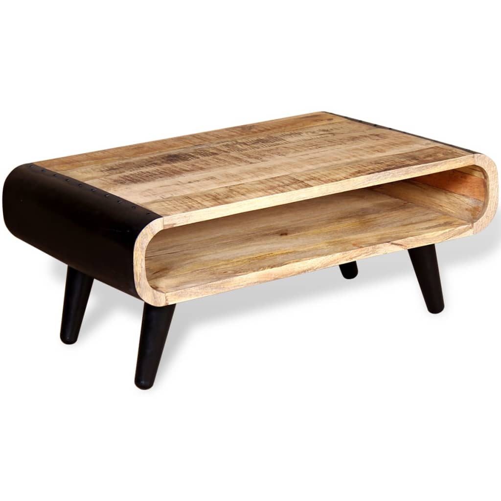 vidaXL Mesa de centro de madera de mango rugosa 90x55x39 cm