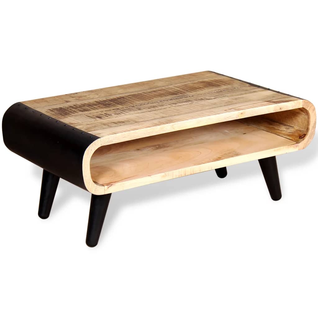 vidaXL Mesa de centro de madera de mango rugosa 90x55x39 cm