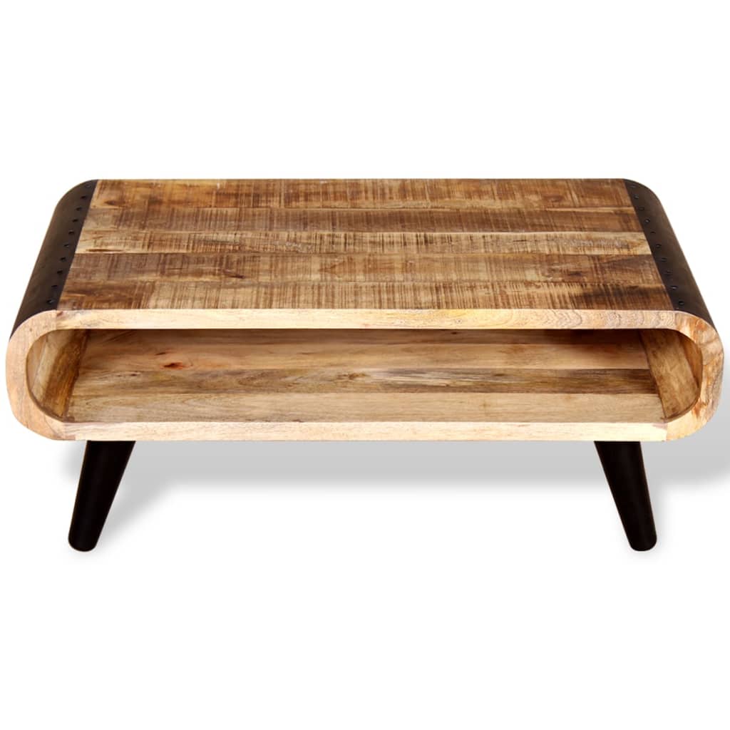 vidaXL Mesa de centro de madera de mango rugosa 90x55x39 cm