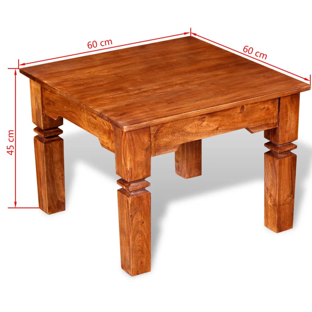 vidaXL Mesa de centro de madera maciza 60x60x45 cm