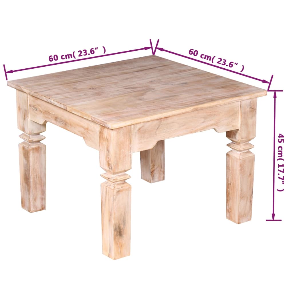 vidaXL Mesa de centro de madera de acacia 60x60x45 cm