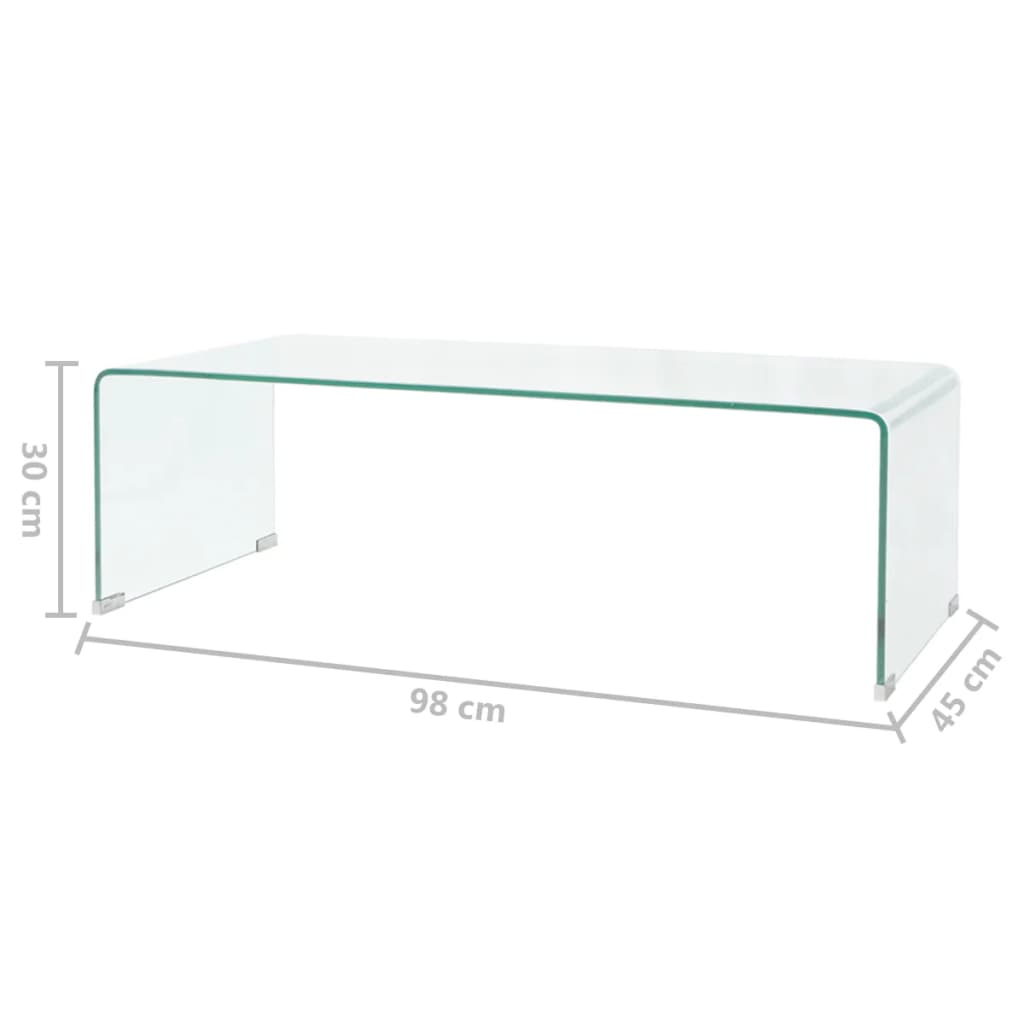 vidaXL Mesa de centro de vidrio templado transparente 98x45x30 cm