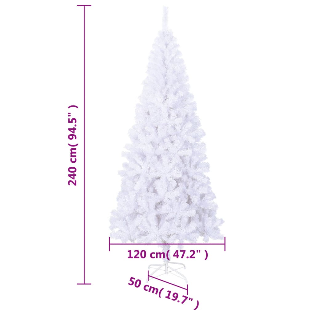 vidaXL Árbol de Navidad artificial L 240 cm blanco