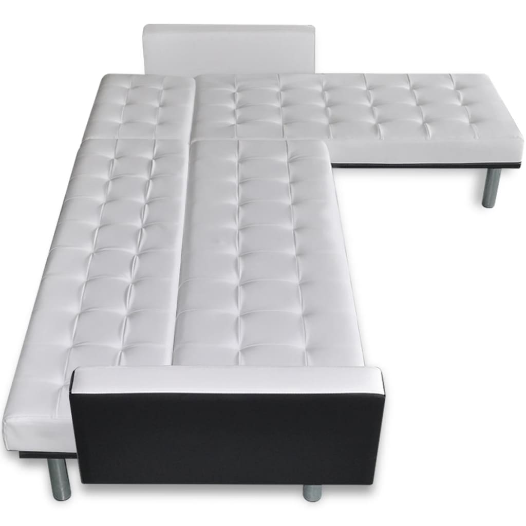 vidaXL Sofá cama en forma de L cuero sintético blanco