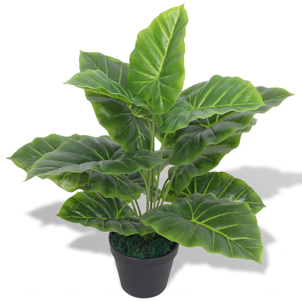 vidaXL Planta de taro artificial con macetero verde 45 cm