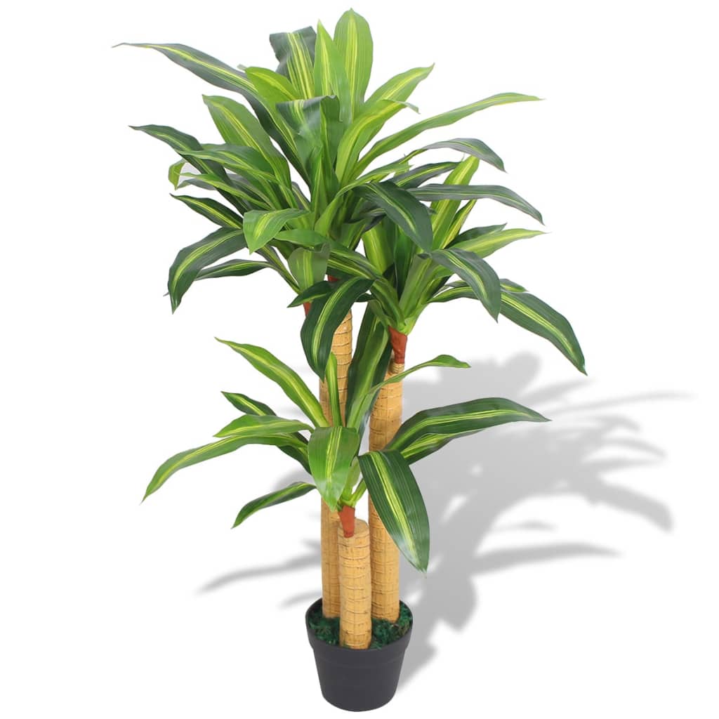 vidaXL Planta de drácena artificial con maceta 100 cm verde