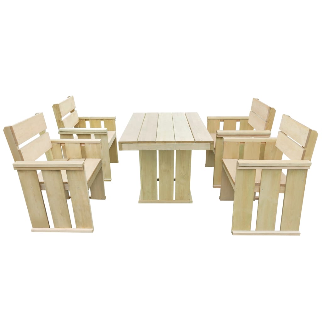 vidaXL Set de comedor de jardín 5 pzas madera de pino impregnada