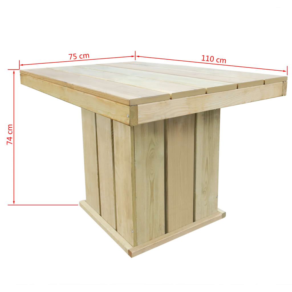 vidaXL Set de comedor de jardín 5 pzas madera de pino impregnada